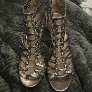 Nina Silver strappy Heels size 11